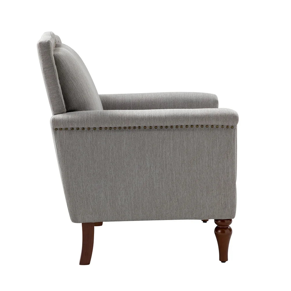 Giul Wooden Upholstered Armchair set of 2 with Built-in Sinuous Spring