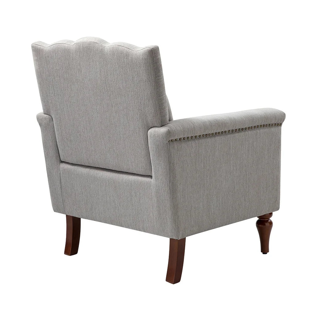 Giul Wooden Upholstered Armchair set of 2 with Built-in Sinuous Spring