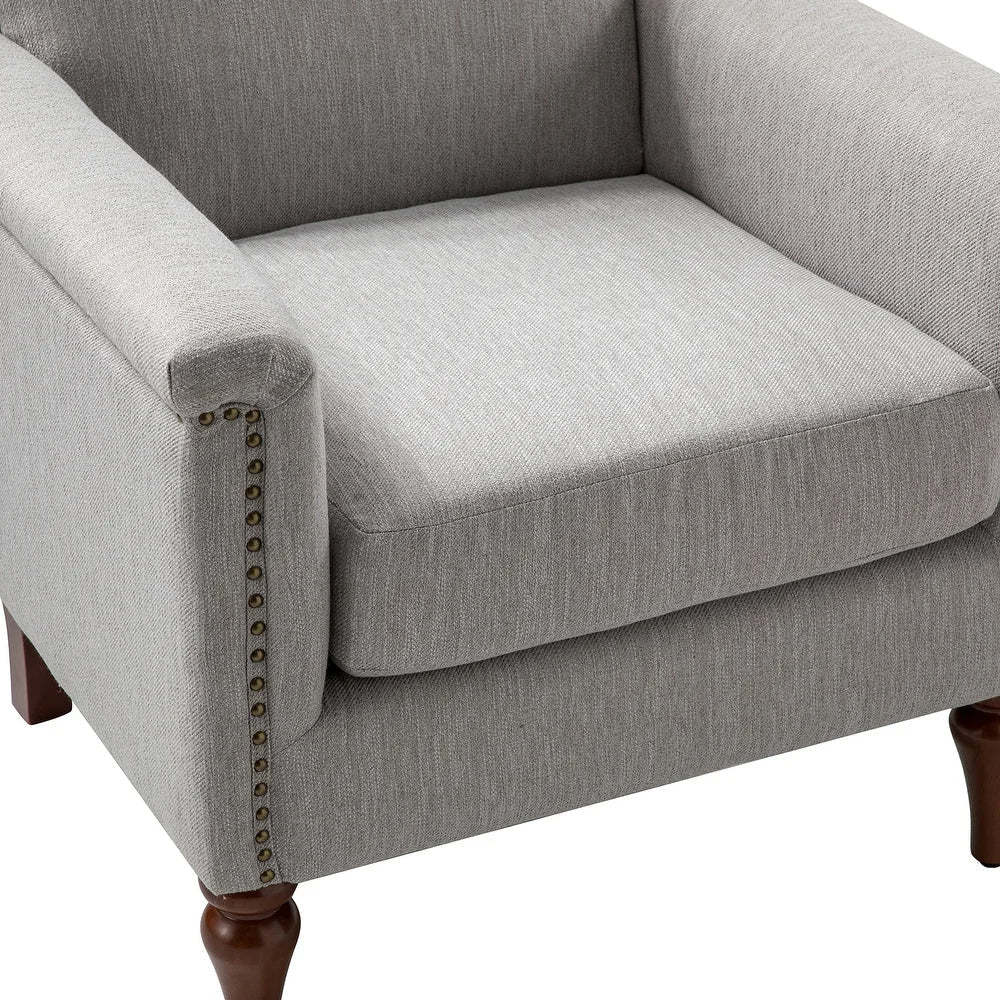 Giul Wooden Upholstered Armchair set of 2 with Built-in Sinuous Spring
