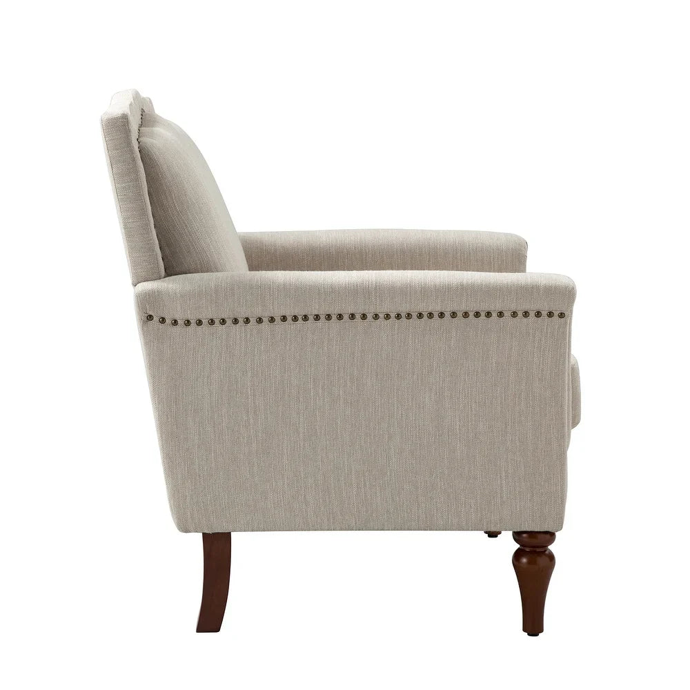 Giul Wooden Upholstered Armchair set of 2 with Built-in Sinuous Spring