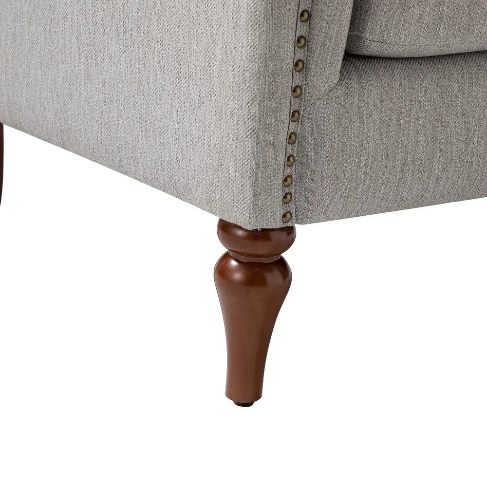 Giul Wooden Upholstered Armchair set of 2 with Built-in Sinuous Spring