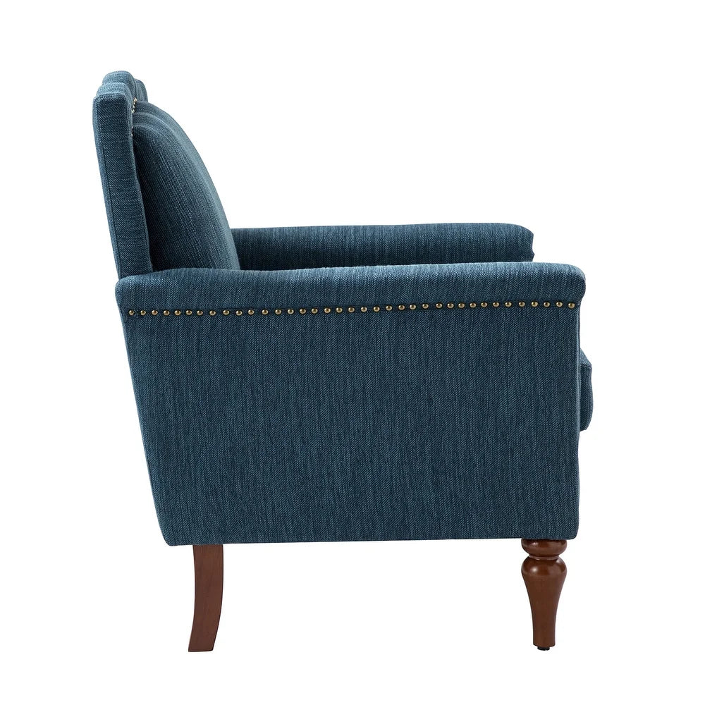 Giul Wooden Upholstered Armchair set of 2 with Built-in Sinuous Spring