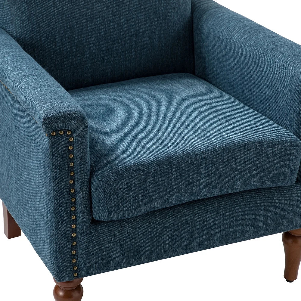 Giul Wooden Upholstered Armchair set of 2 with Built-in Sinuous Spring
