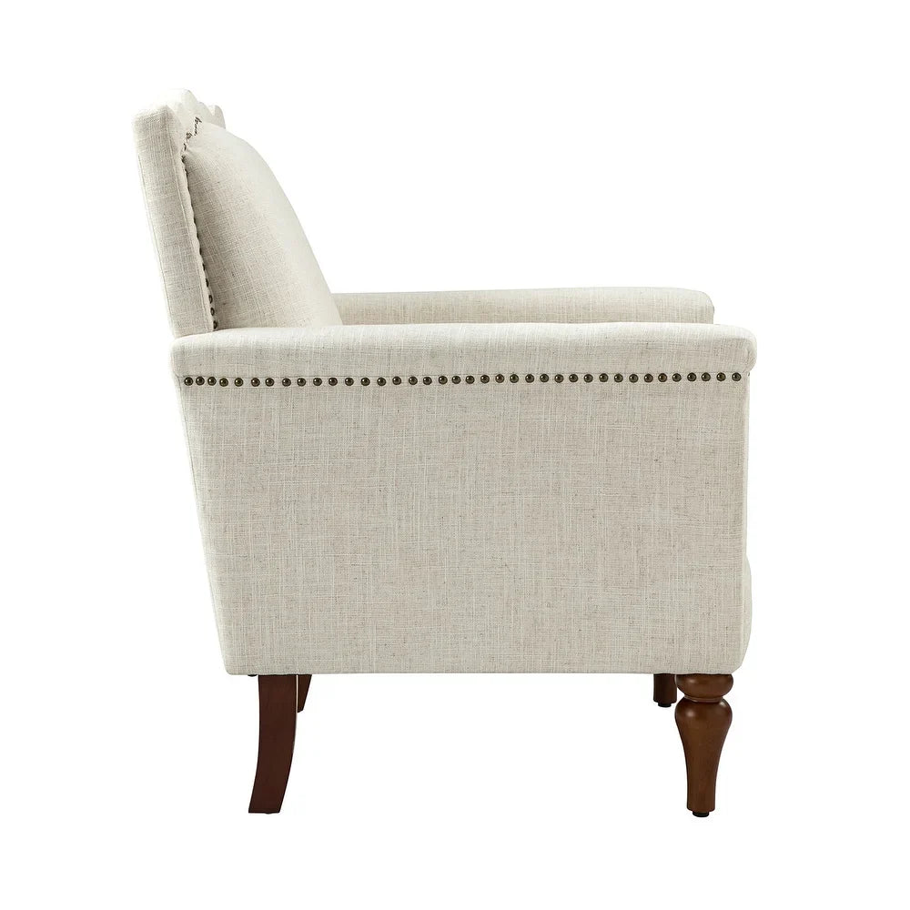 Giul Wooden Upholstered Armchair set of 2 with Built-in Sinuous Spring