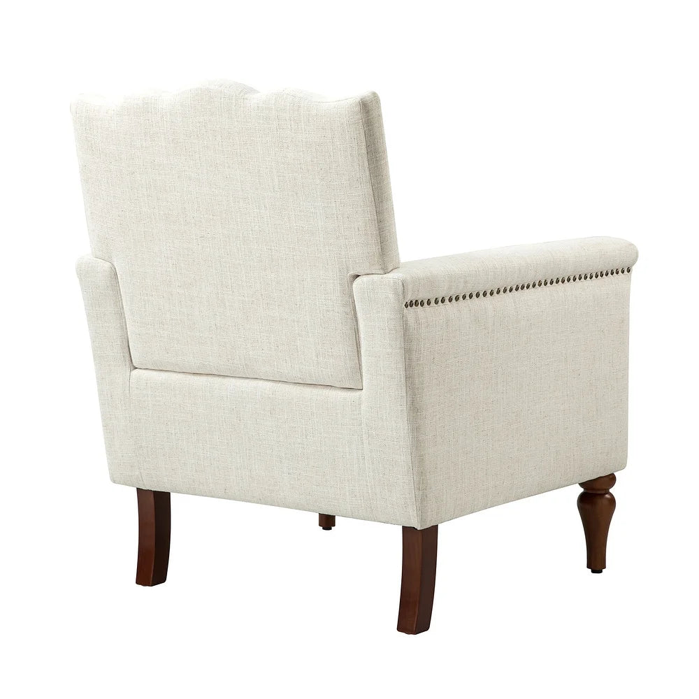 Giul Wooden Upholstered Armchair set of 2 with Built-in Sinuous Spring