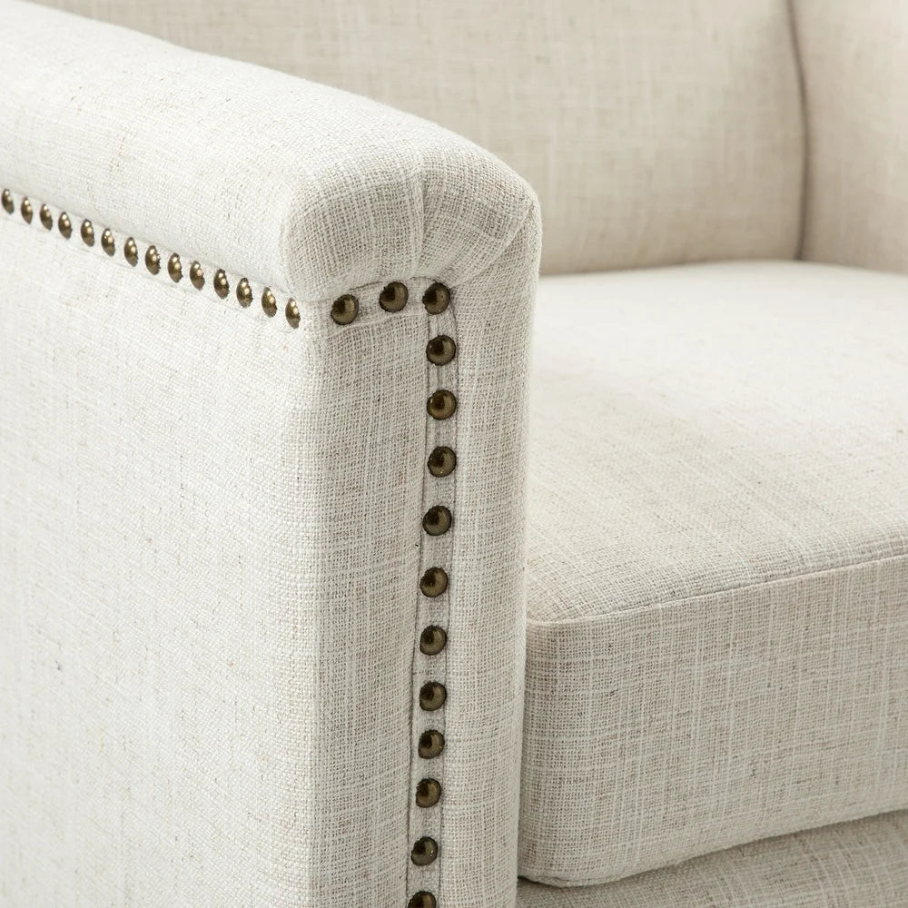 Giul Wooden Upholstered Armchair set of 2 with Built-in Sinuous Spring
