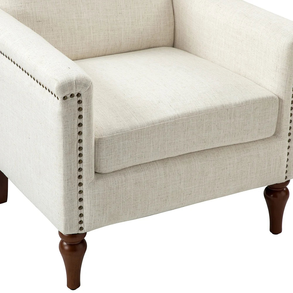Giul Wooden Upholstered Armchair set of 2 with Built-in Sinuous Spring