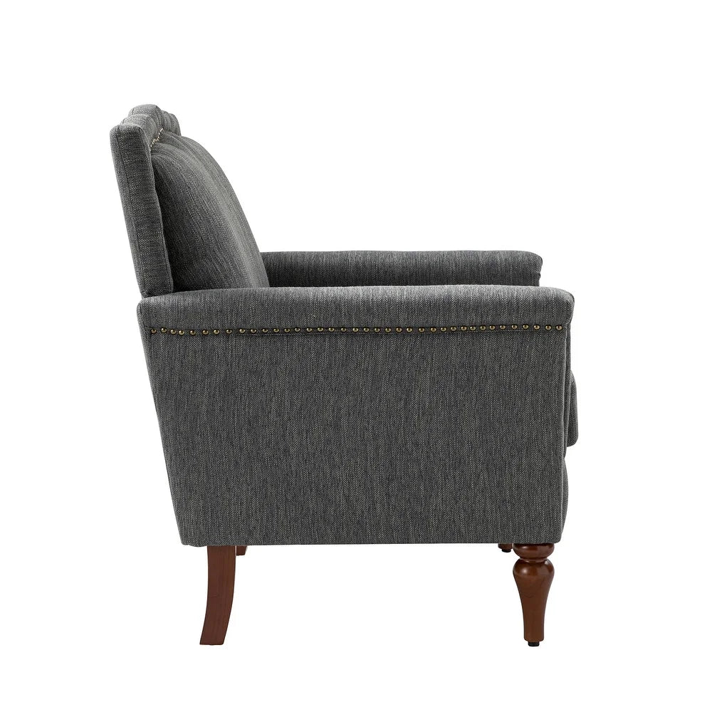 Giul Wooden Upholstered Armchair set of 2 with Built-in Sinuous Spring