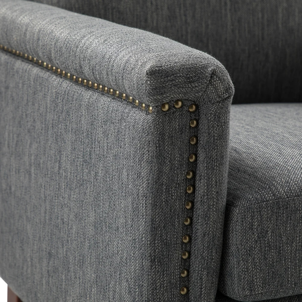 Giul Wooden Upholstered Armchair set of 2 with Built-in Sinuous Spring