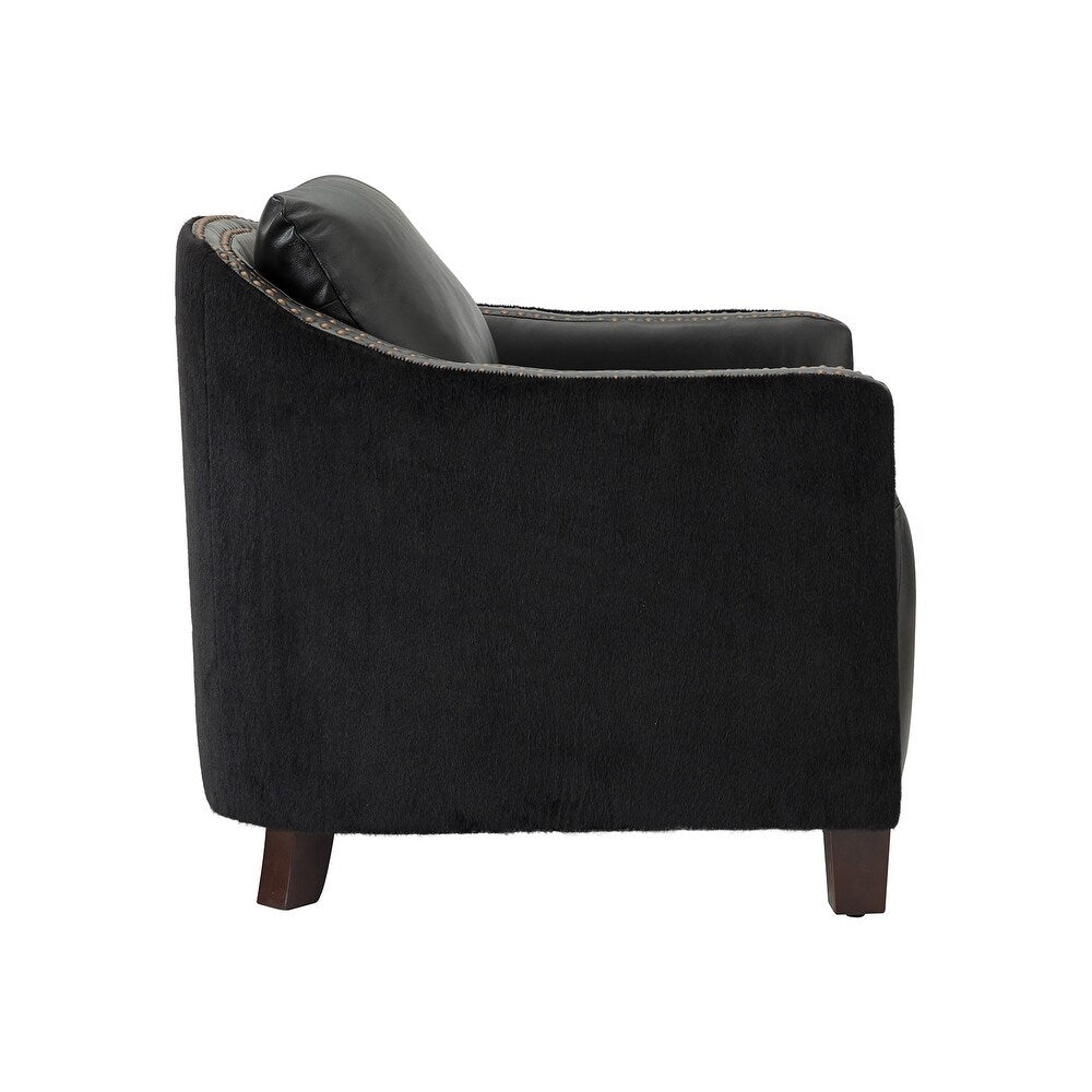 Retro industrial genuine leather barrel chair with nailhead Set of 2