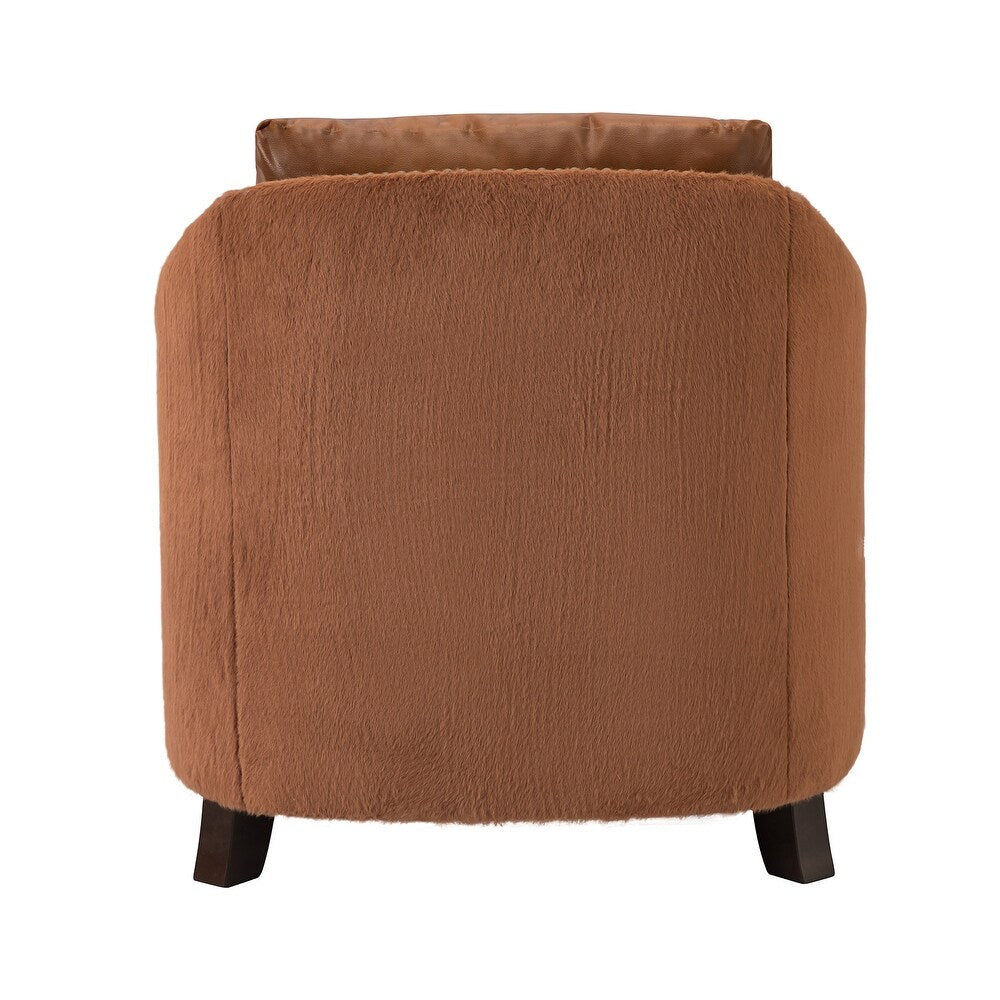 Retro industrial genuine leather barrel chair with nailhead Set of 2
