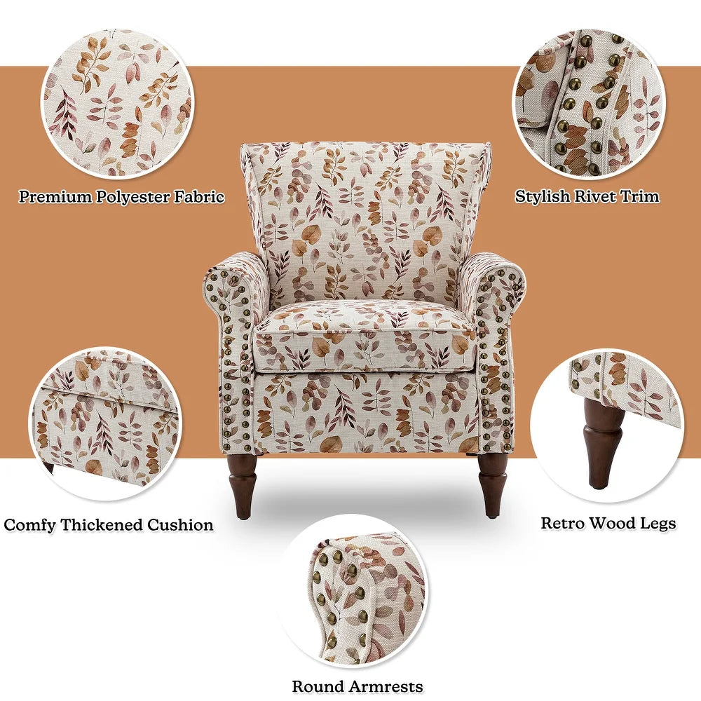 Nyctelius Nailhead Trim Traditional Accent Armchair with Rolled Arms