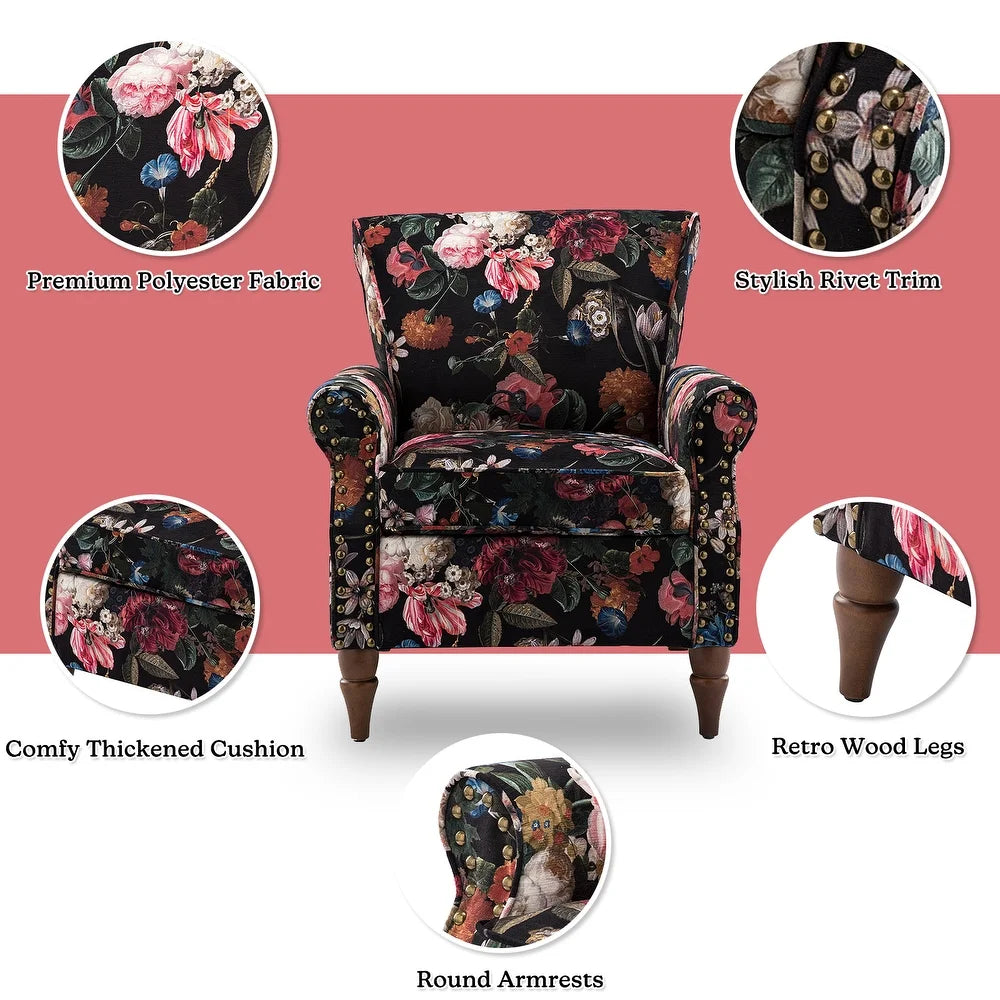 Nyctelius Nailhead Trim Traditional Accent Armchair with Rolled Arms
