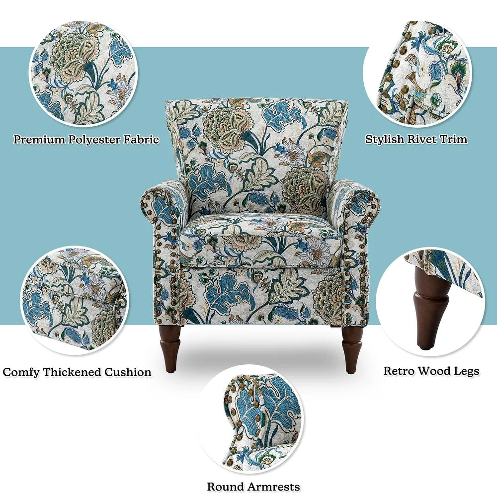Nyctelius Nailhead Trim Traditional Accent Armchair with Rolled Arms
