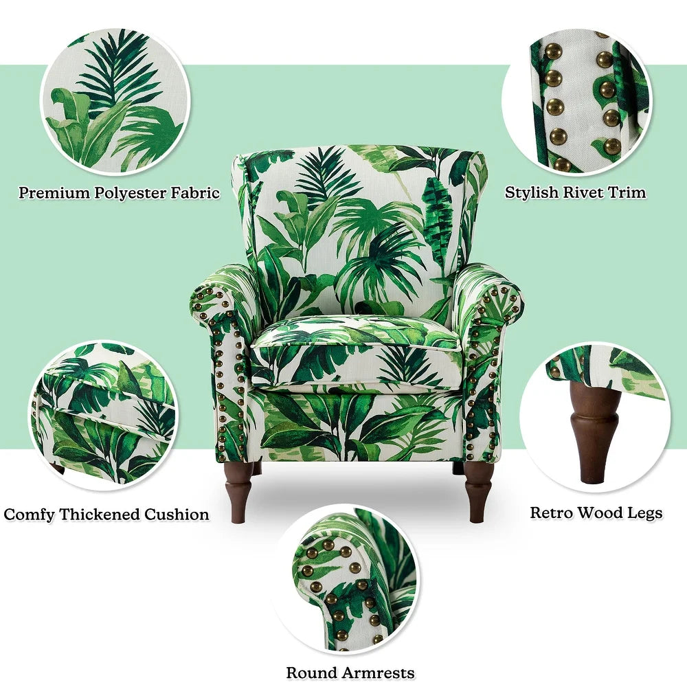 Nyctelius Nailhead Trim Traditional Accent Armchair with Rolled Arms