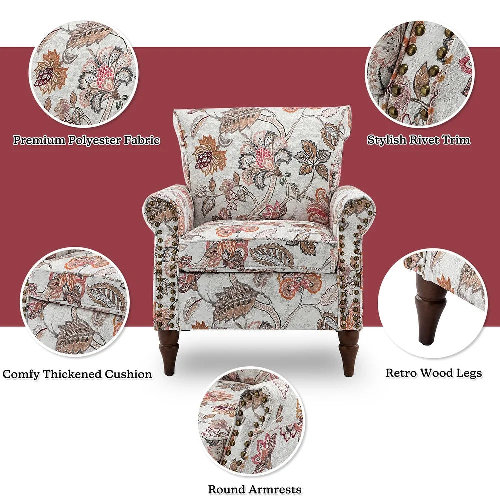 Nyctelius Nailhead Trim Traditional Accent Armchair with Rolled Arms
