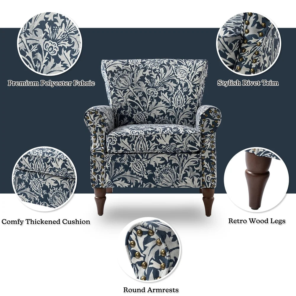 Nyctelius Nailhead Trim Traditional Accent Armchair with Rolled Arms