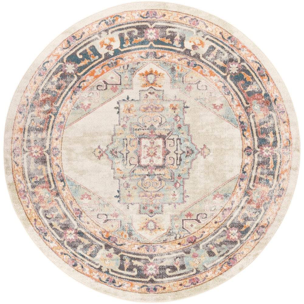 Medallion Ivory Multi Rustic Traditional Area Rug