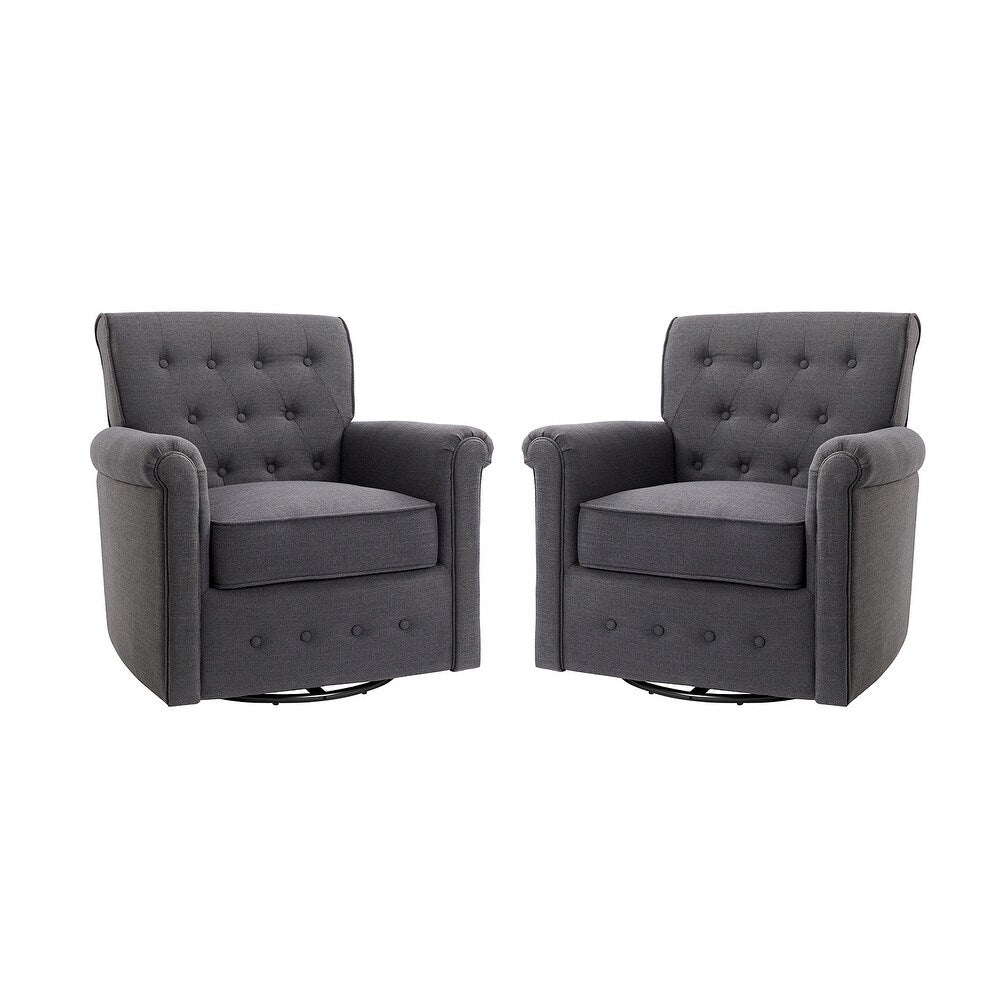 Hermaphroditus Comfy Swivel Armchair Set of 2 with Metal Base