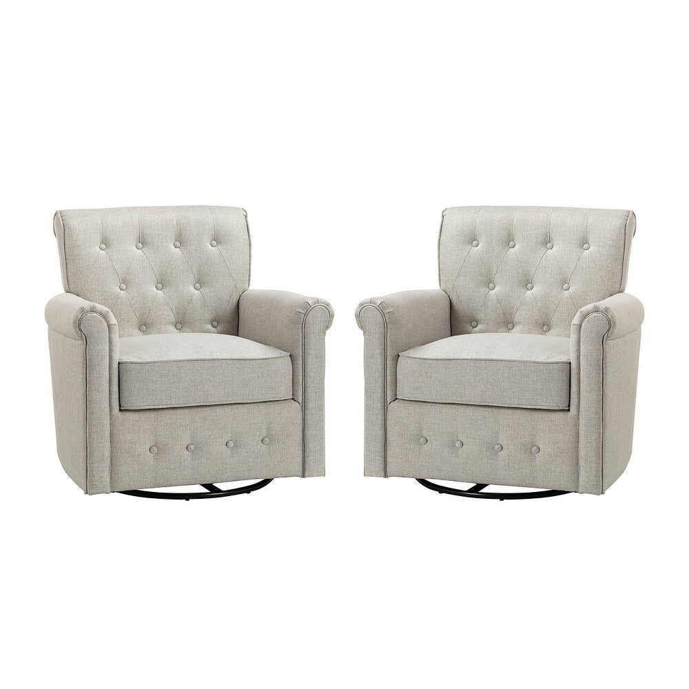 Hermaphroditus Comfy Swivel Armchair Set of 2 with Metal Base
