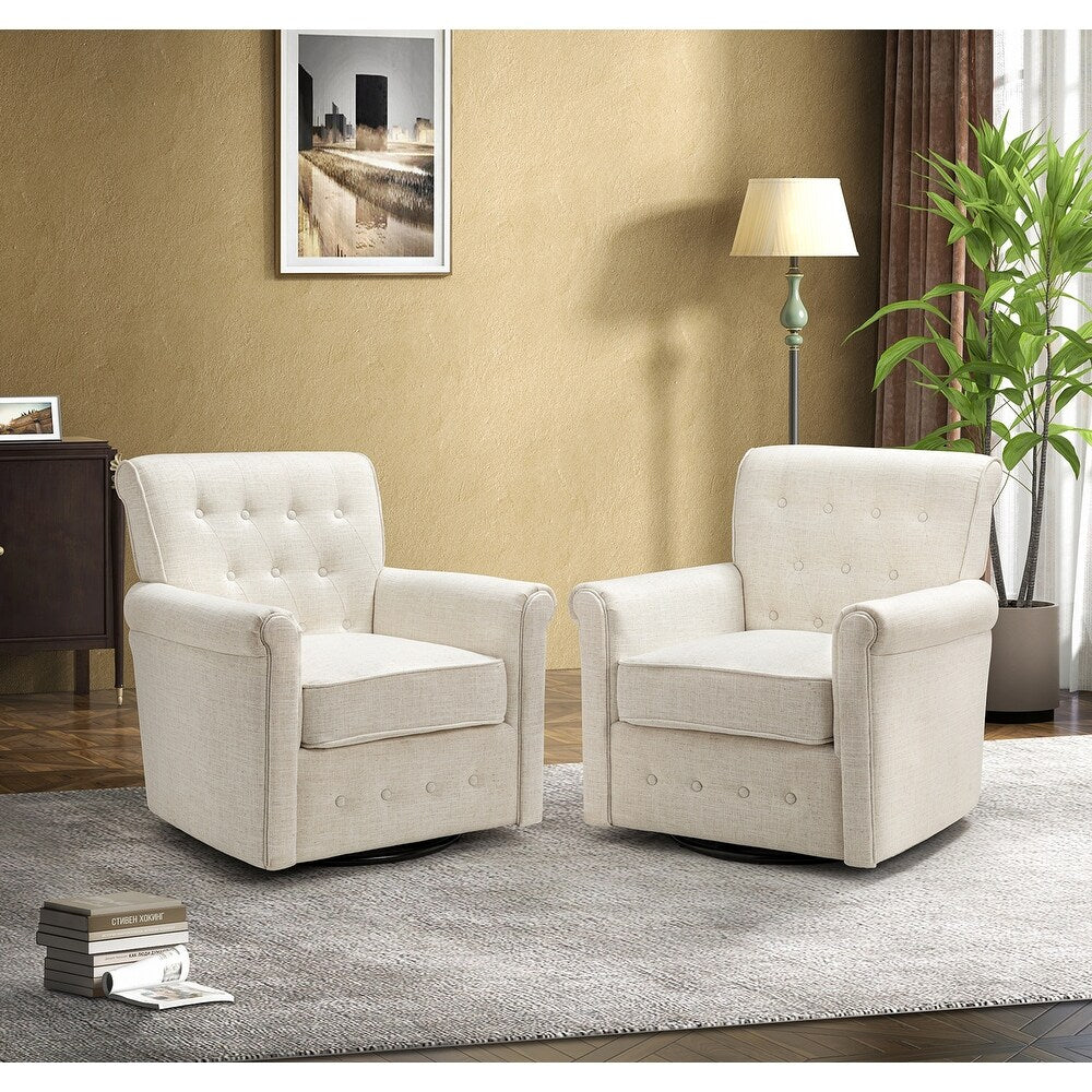 Hermaphroditus Comfy Swivel Armchair Set of 2 with Metal Base