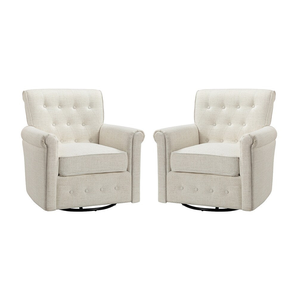 Hermaphroditus Comfy Swivel Armchair Set of 2 with Metal Base