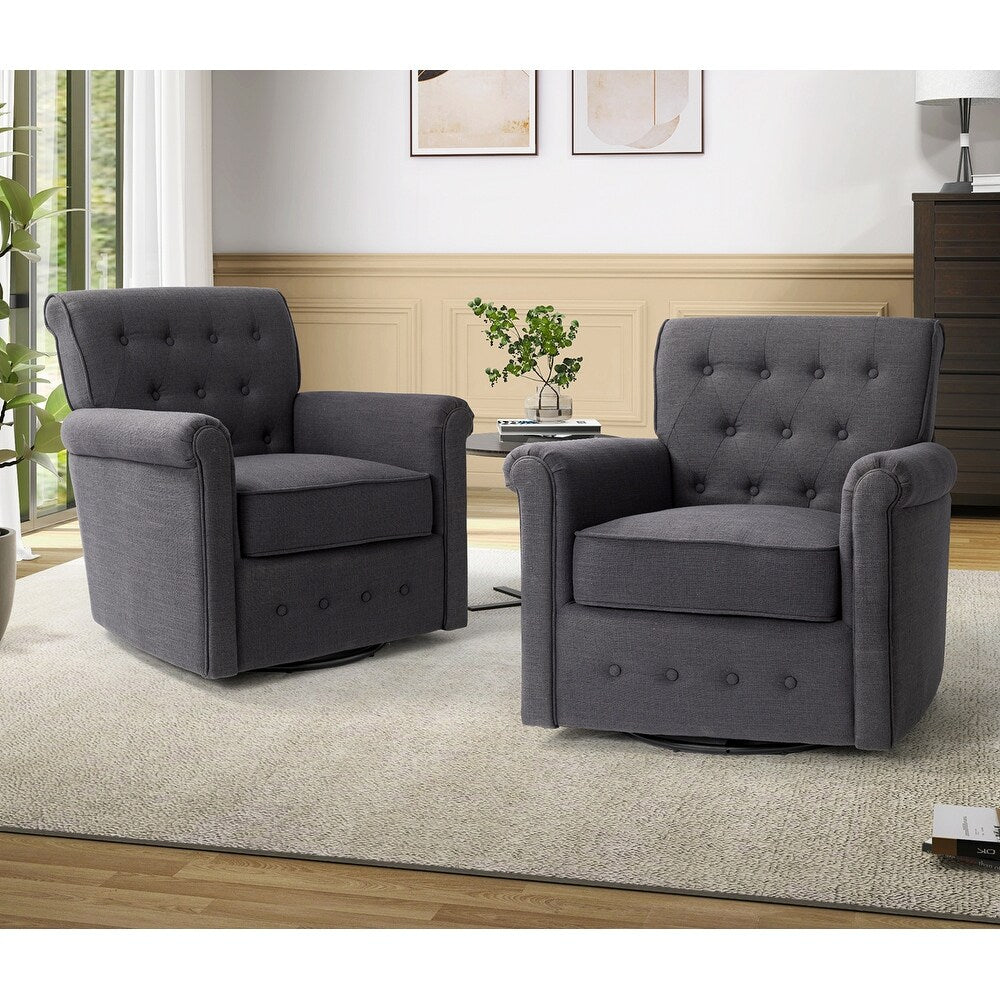 Hermaphroditus Comfy Swivel Armchair Set of 2 with Metal Base