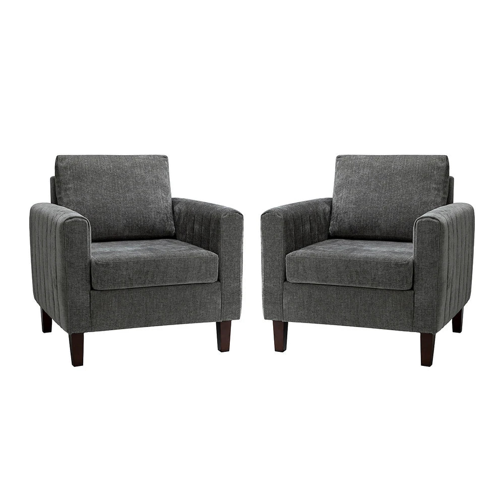 Ganymedes Comfy Accent Club Chair with Wood Base Set of 2