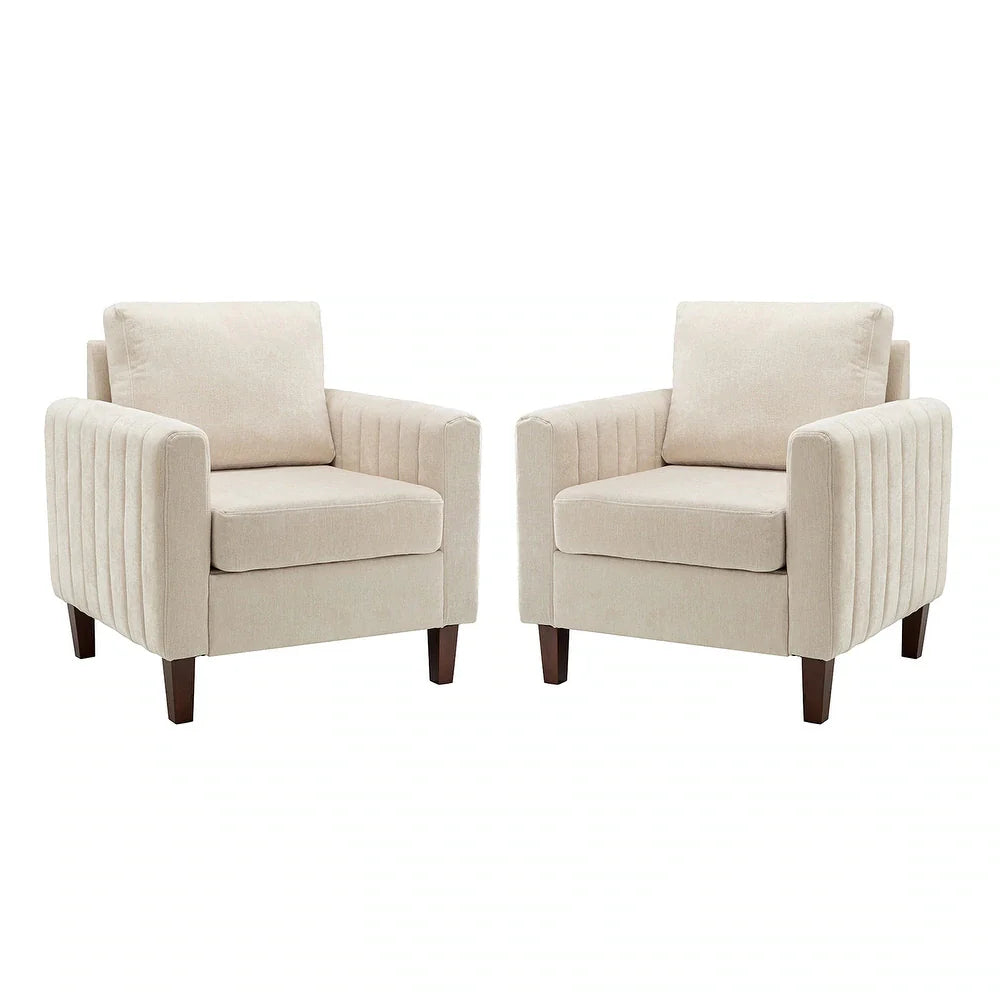 Ganymedes Comfy Accent Club Chair with Wood Base Set of 2