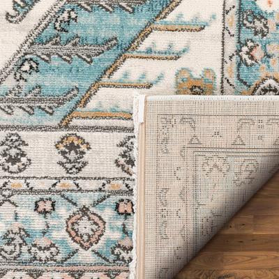 Jane Vintage Bohemian Aztec Tribal Blue Soft Area  Rug
