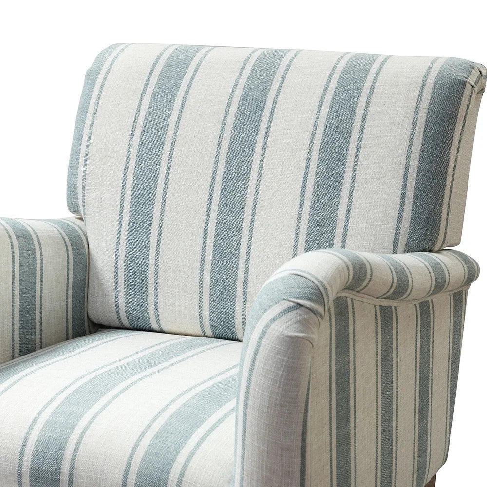 Seip Classic and Contemporary Striped Arm Chair with Spindle Legs