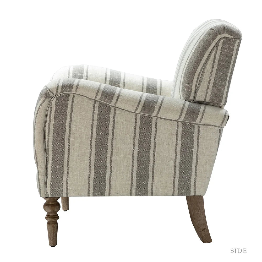 Seip Classic and Contemporary Striped Arm Chair with Spindle Legs