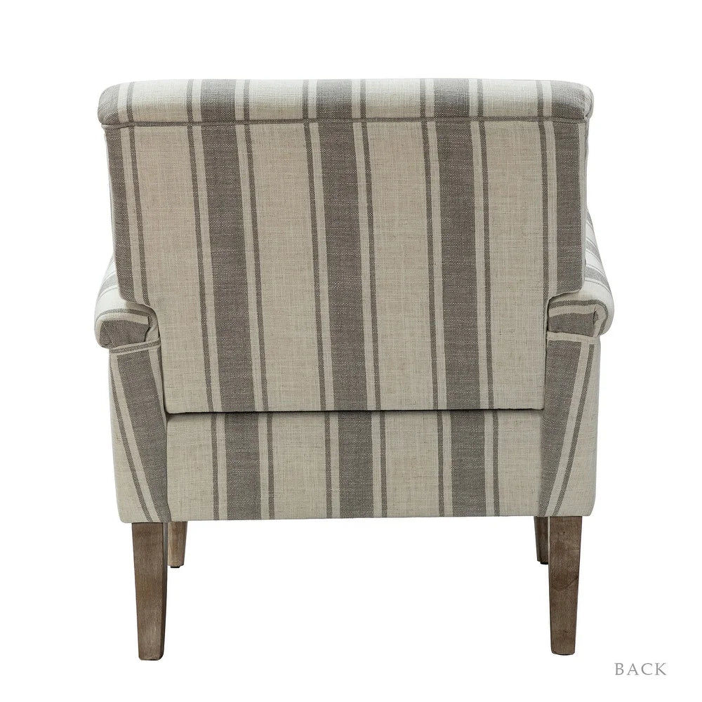 Seip Classic and Contemporary Striped Arm Chair with Spindle Legs