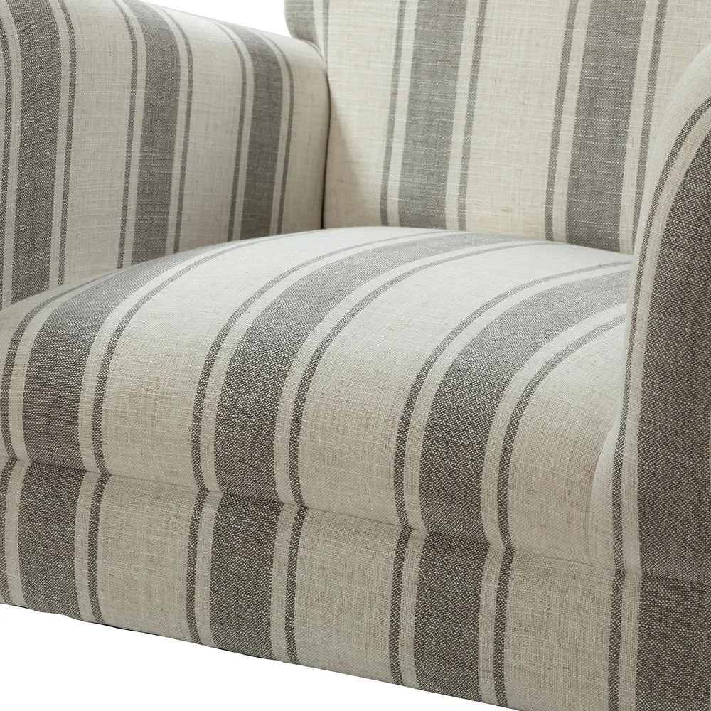 Seip Classic and Contemporary Striped Arm Chair with Spindle Legs