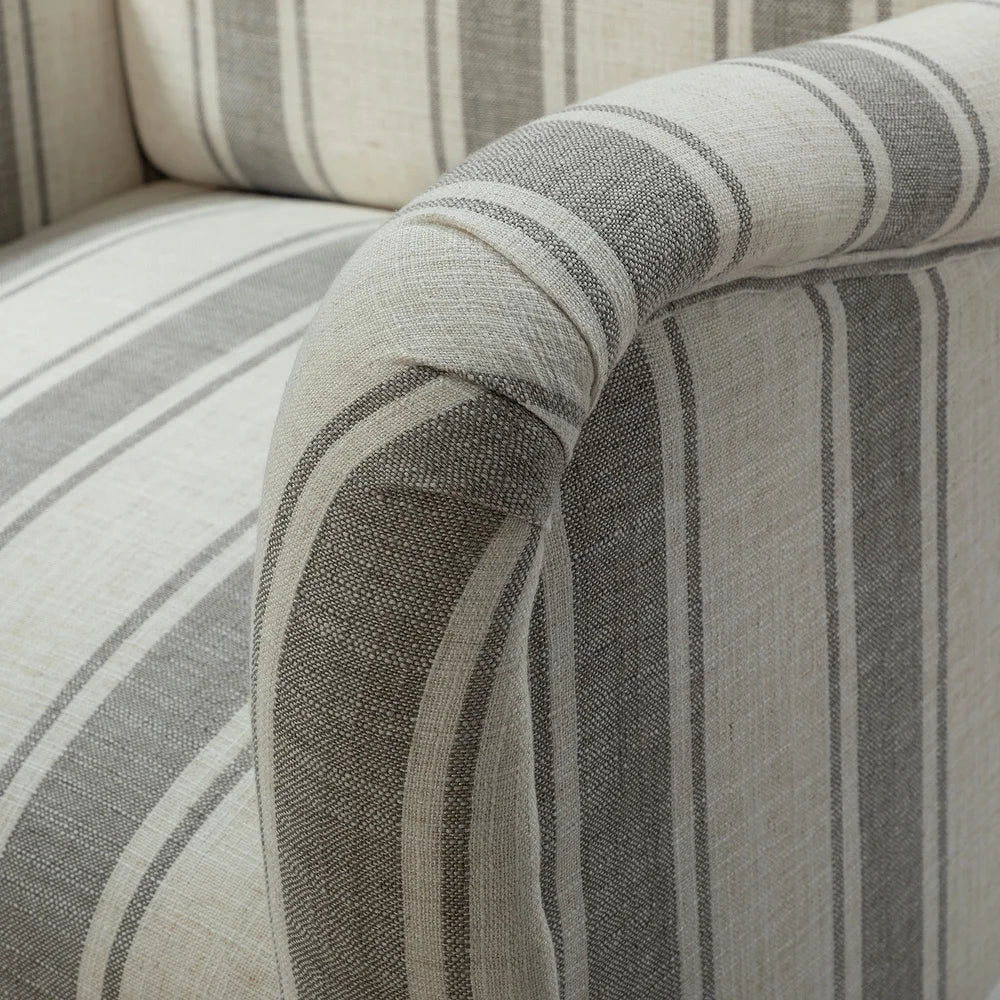 Seip Classic and Contemporary Striped Arm Chair with Spindle Legs