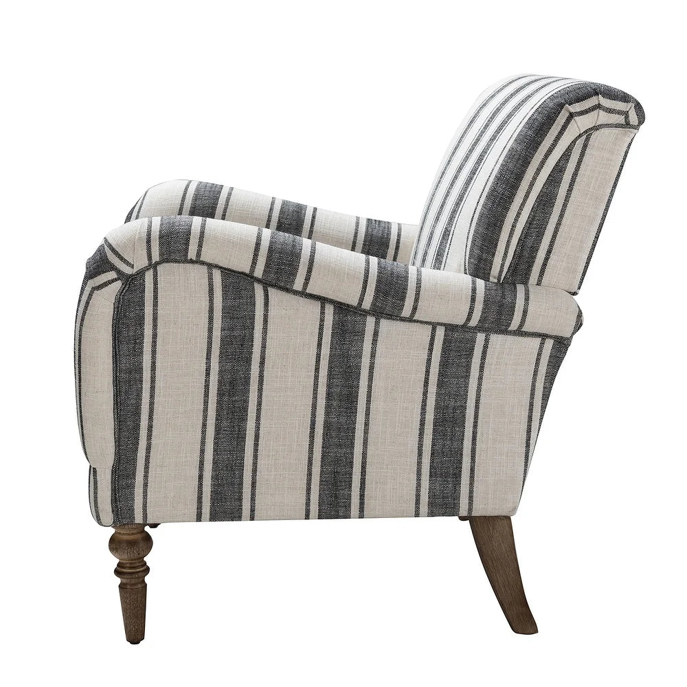 Seip Classic and Contemporary Striped Arm Chair with Spindle Legs