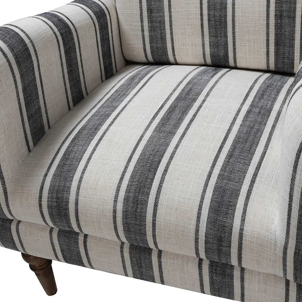 Seip Classic and Contemporary Striped Arm Chair with Spindle Legs