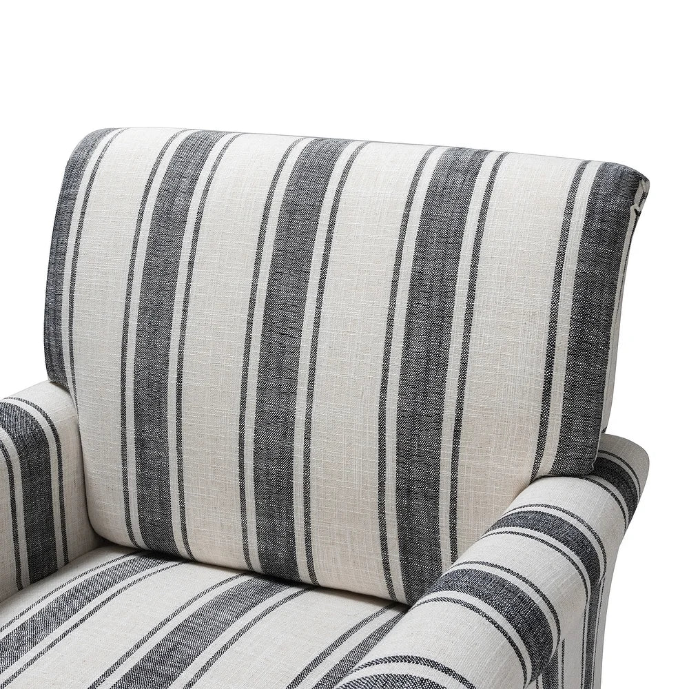 Seip Classic and Contemporary Striped Arm Chair with Spindle Legs