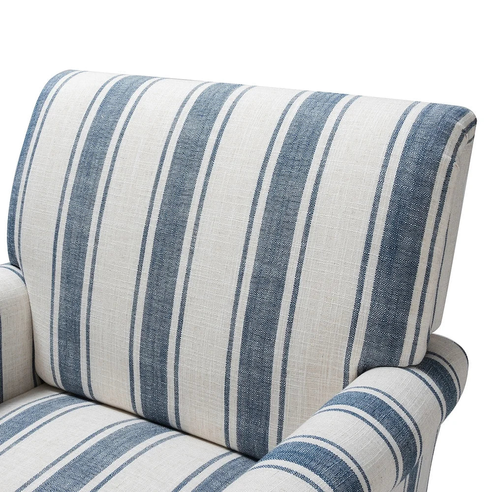 Seip Classic and Contemporary Striped Arm Chair with Spindle Legs