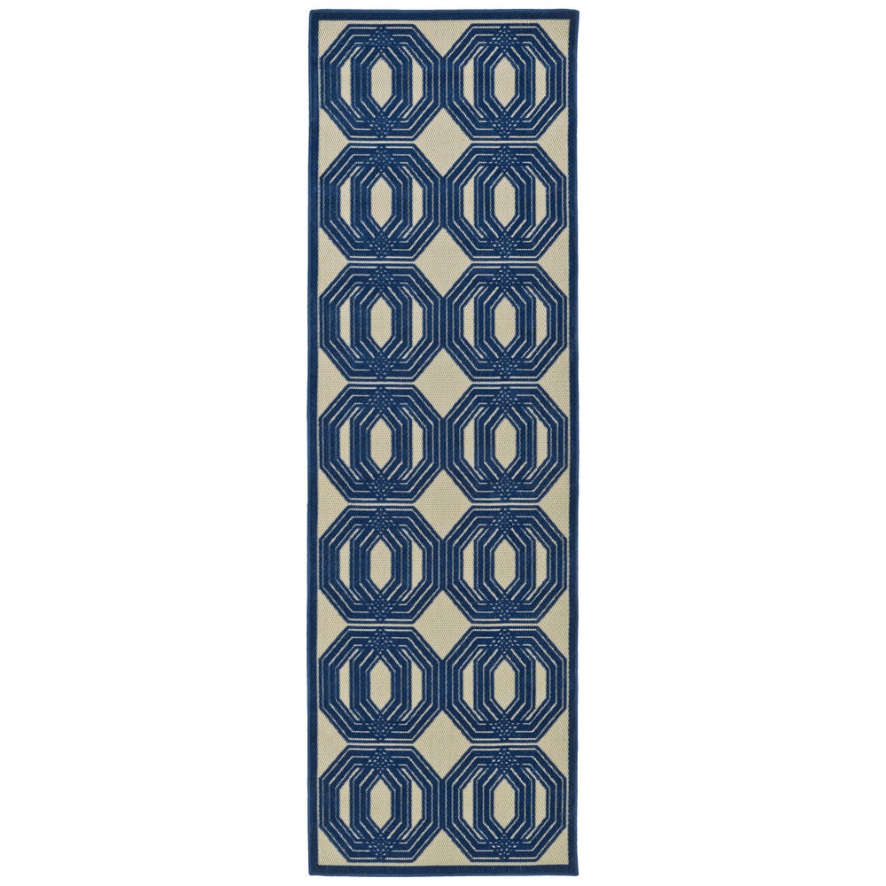 Trellis Indoor/ Outdoor Area Rug - Navy, Gold, Green