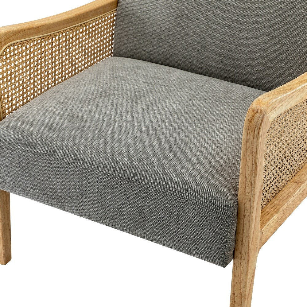 Kasih Contemporary and Classic Armchair with Rattan Arms Set of 2