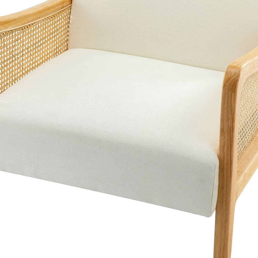 Kasih Contemporary and Classic Armchair with Rattan Arms Set of 2