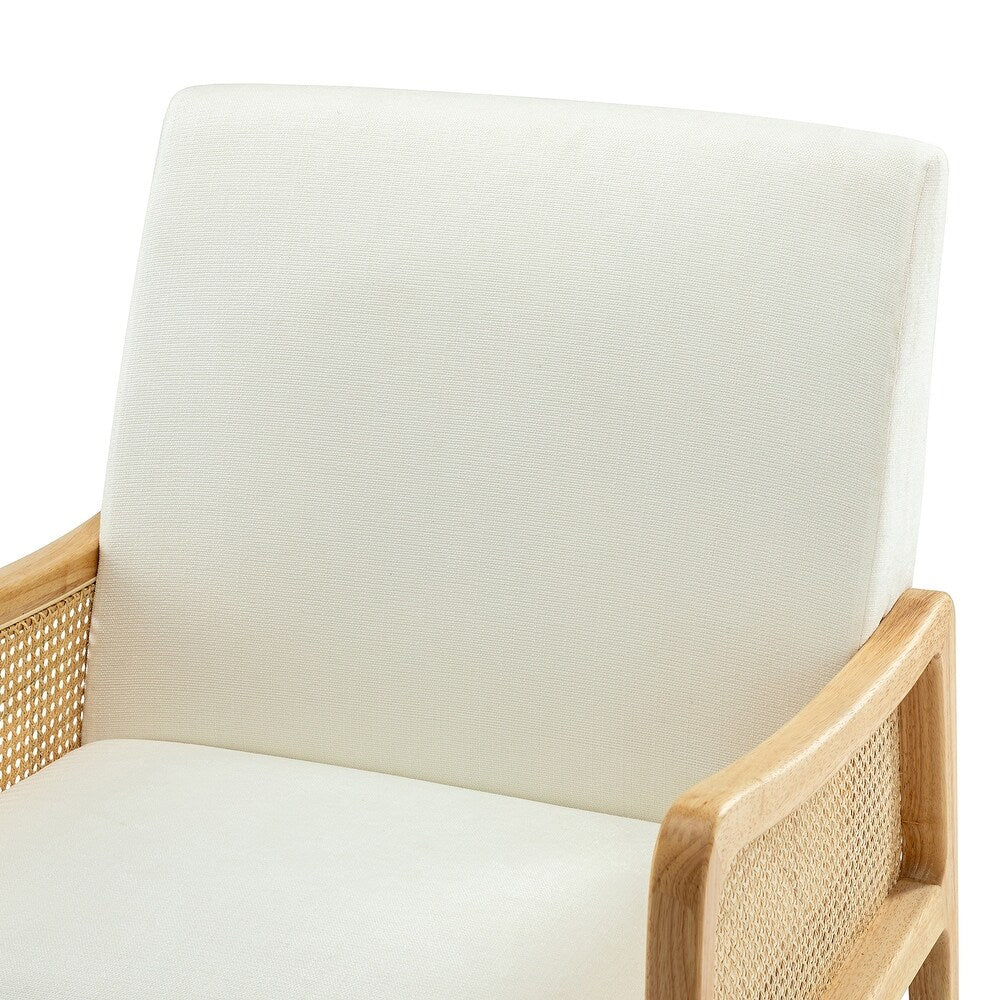 Kasih Contemporary and Classic Armchair with Rattan Arms Set of 2