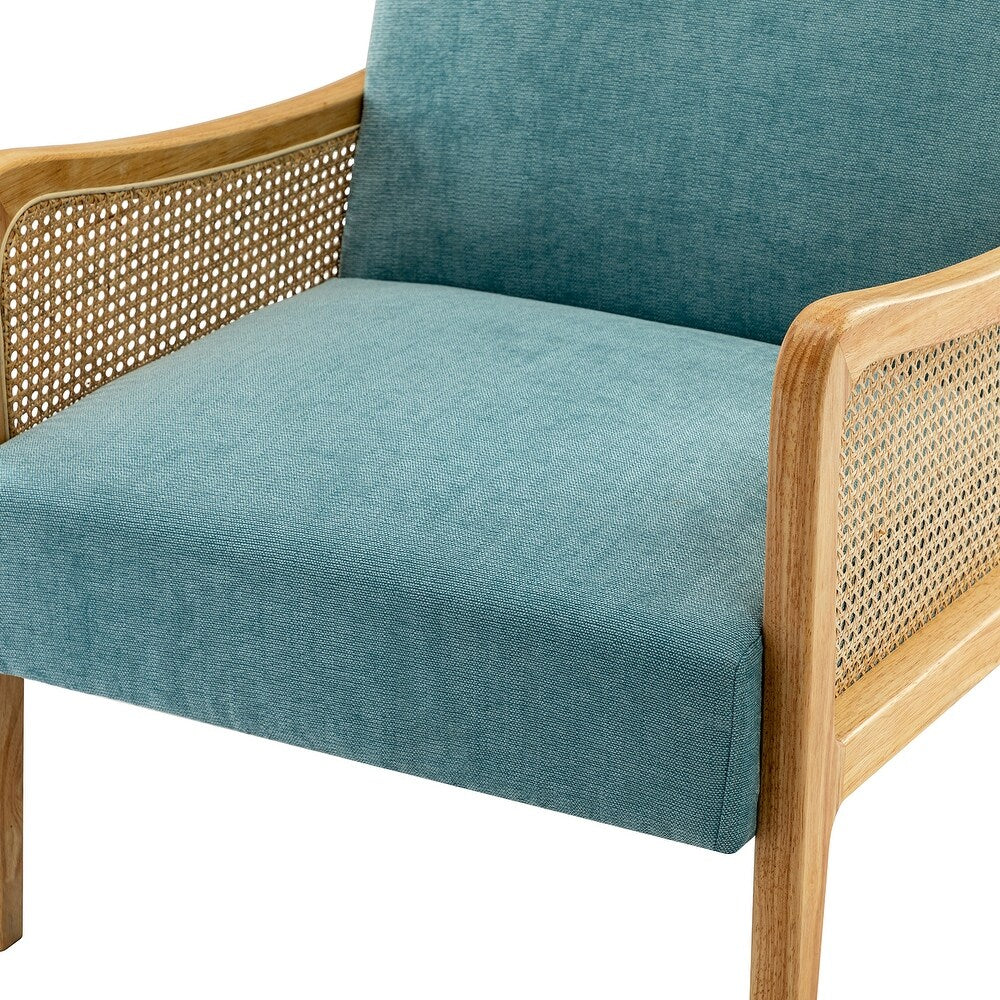 Kasih Contemporary and Classic Armchair with Rattan Arms Set of 2