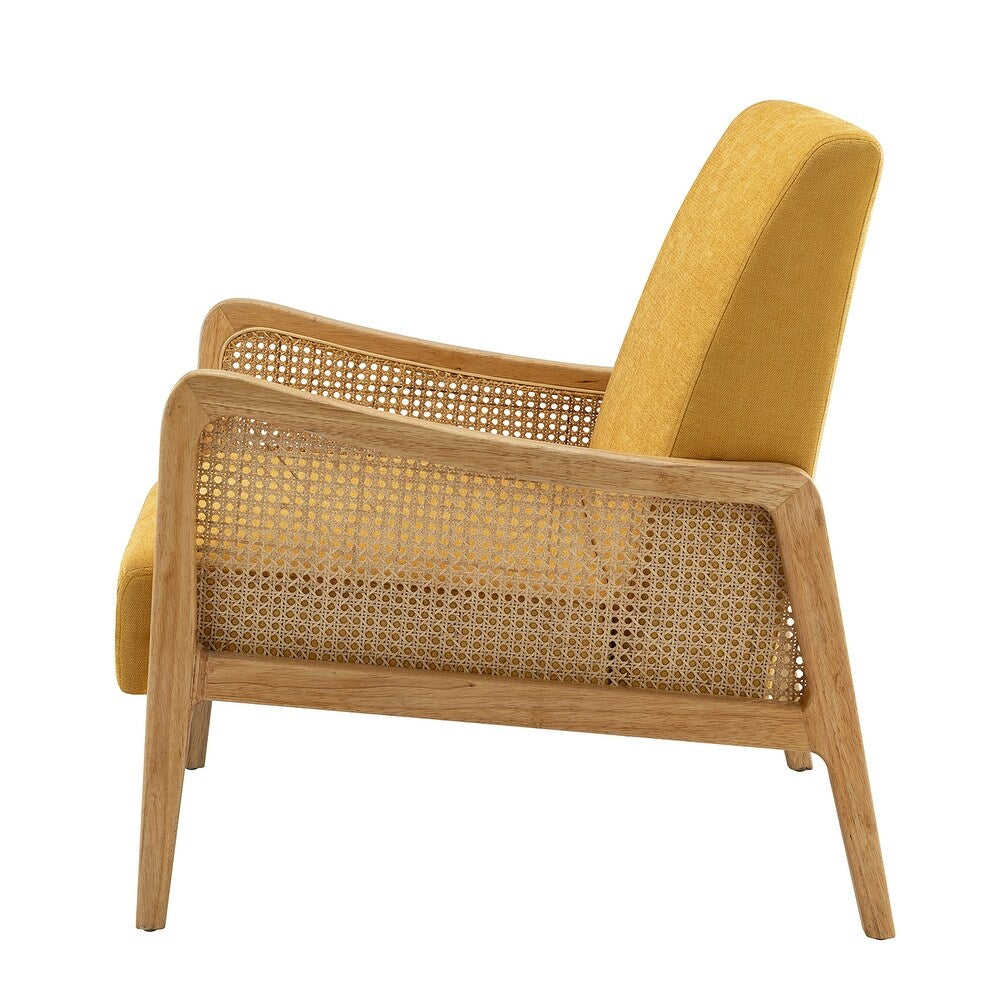 Kasih Contemporary and Classic Armchair with Rattan Arms Set of 2