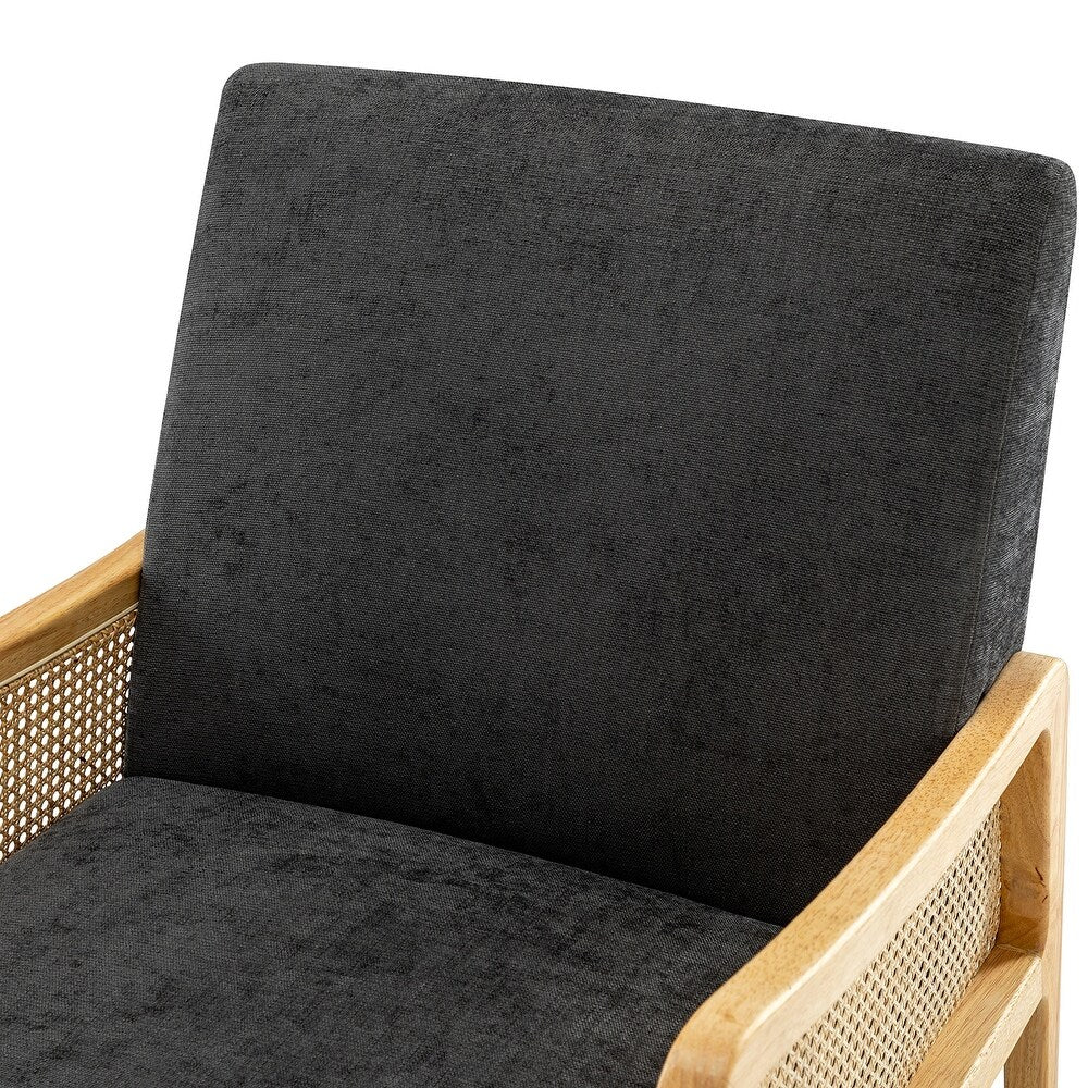 Kasih Contemporary and Classic Armchair with Rattan Arms Set of 2