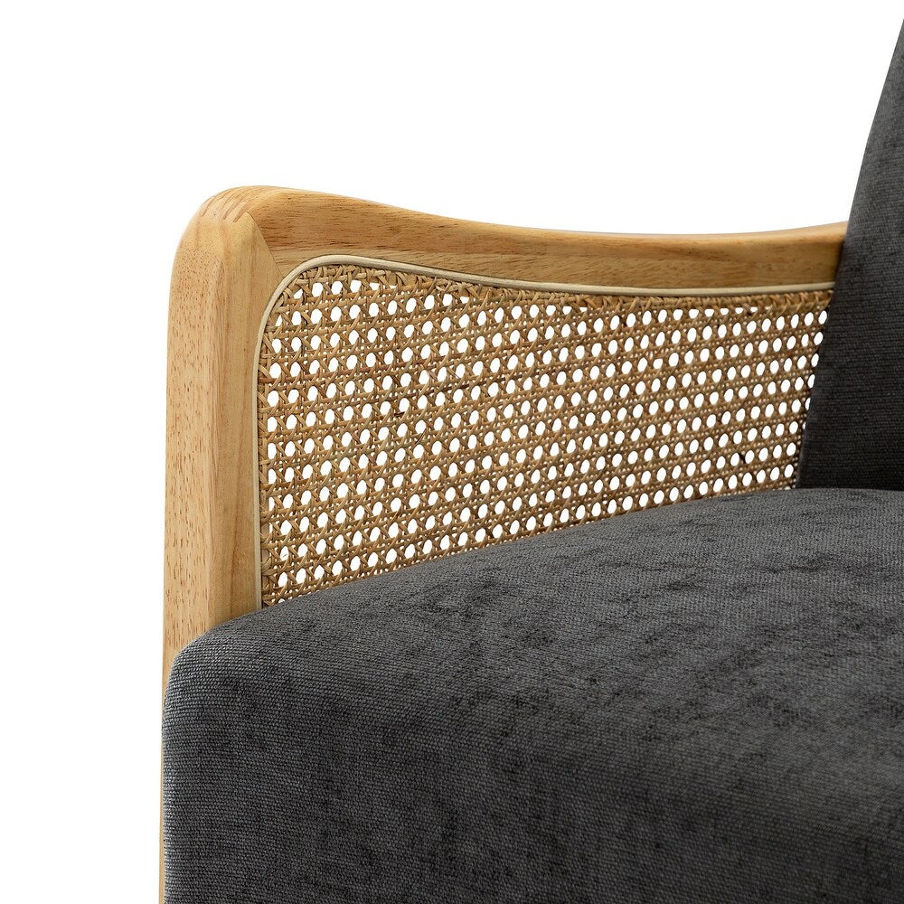 Kasih Contemporary and Classic Armchair with Rattan Arms Set of 2