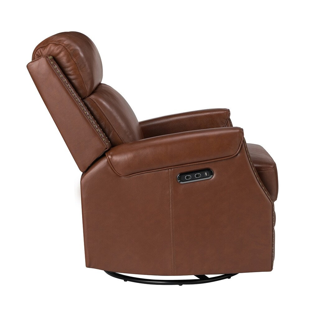 Kunibert Multifunctional Genuine Leather Nursery Chair with Metal Swivel Base