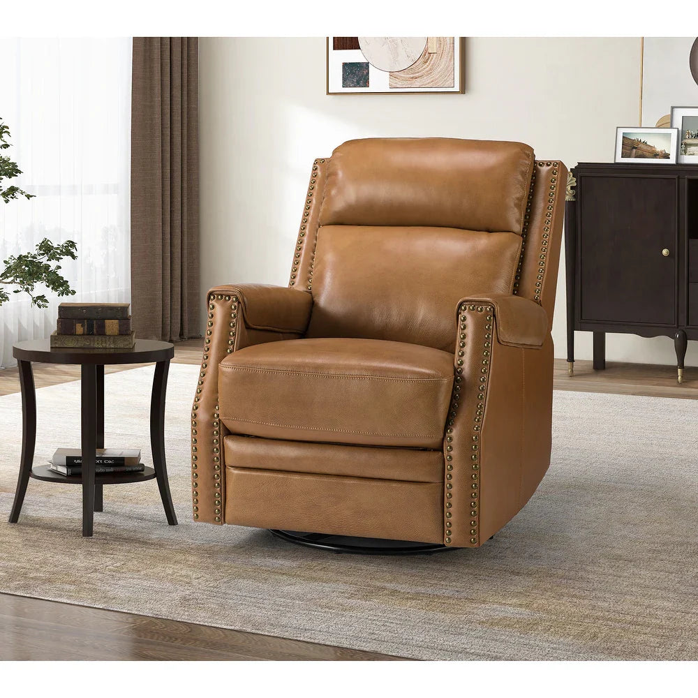 Kunibert Multifunctional Genuine Leather Nursery Chair with Metal Swivel Base