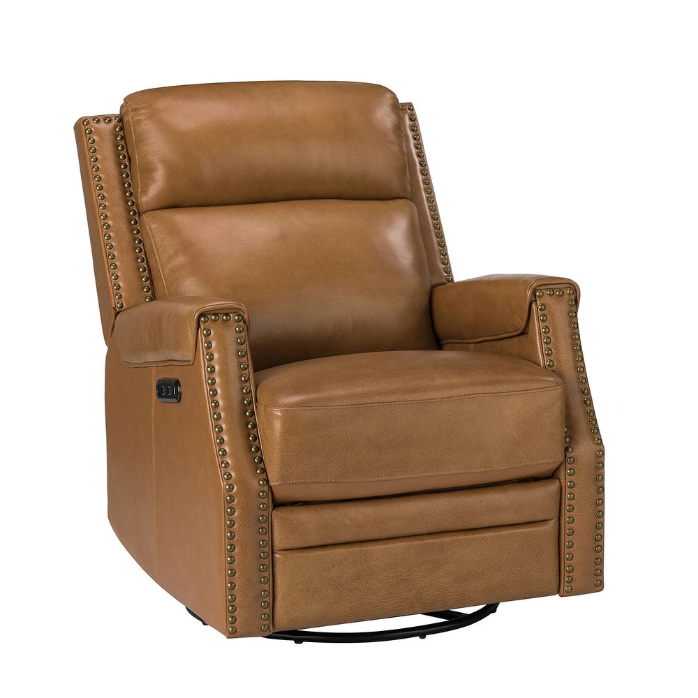 Kunibert Multifunctional Genuine Leather Nursery Chair with Metal Swivel Base